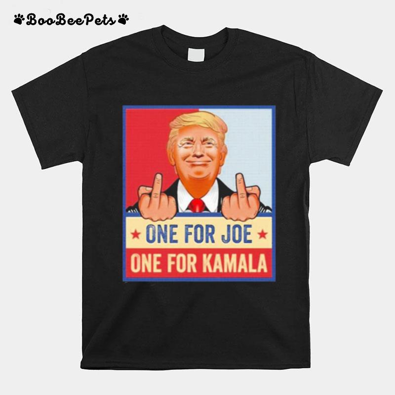 Middle Finger Fuck Biden Fuck Kamala Harris Pro Trump President Print On Back T-Shirt