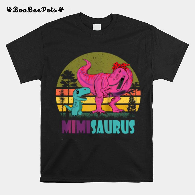 Mimisaurus Retro T Rex Dinosaur Mimi Saurus Family Matching T-Shirt