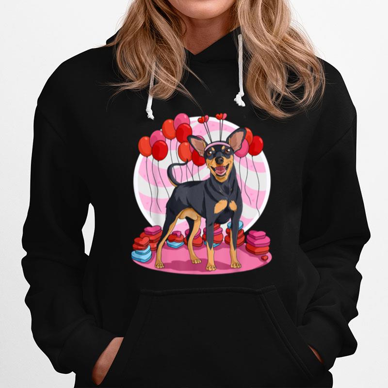 Miniature Pinscher Heart Valentine Day Decor Hoodie