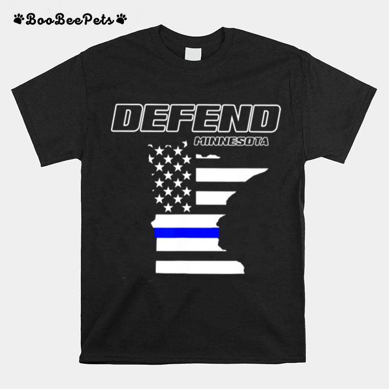 Minnesota State Defend Police Officer Support Blue American Flag T-Shirt