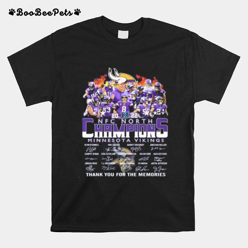 Minnesota Vikings 2022 Nfc North Champions Thank You For The Memories Signatures T-Shirt