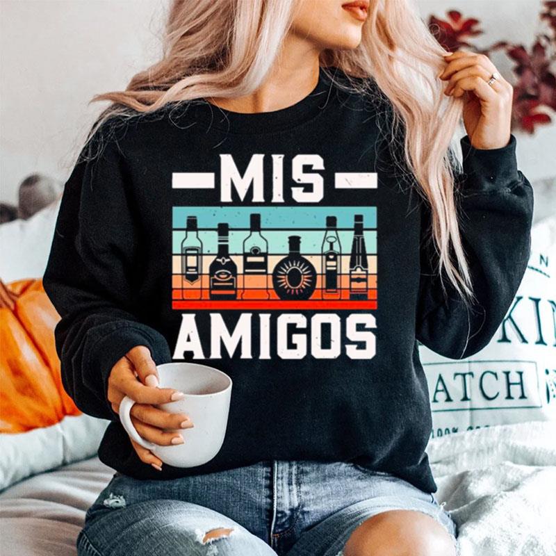 Mis Amigos Tequila Mexican Fiesta Party Cinco De Mayo Funny Sweater