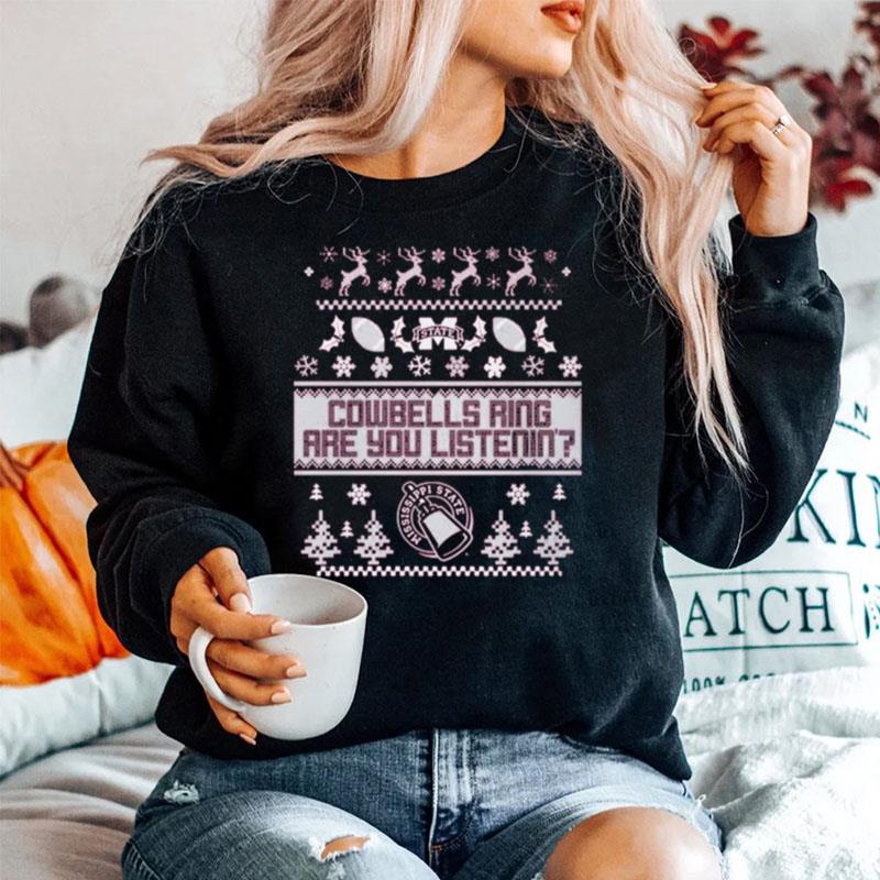 Mississippi State Cowbells Ring Are You Listening Ugly Christmas Sweater