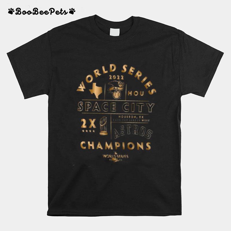 Mlb 2X 2022 World Series Champions Houston Astros Gold Space City T-Shirt