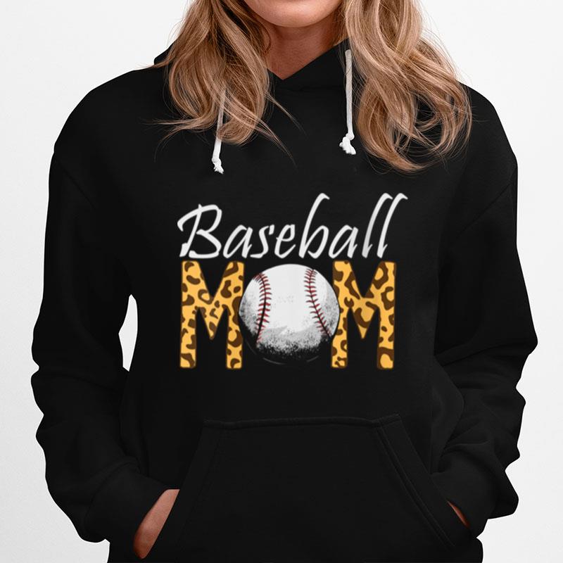 Mom Of Baseball Player Mothers Day Softball Leopard Baseball Hoodie