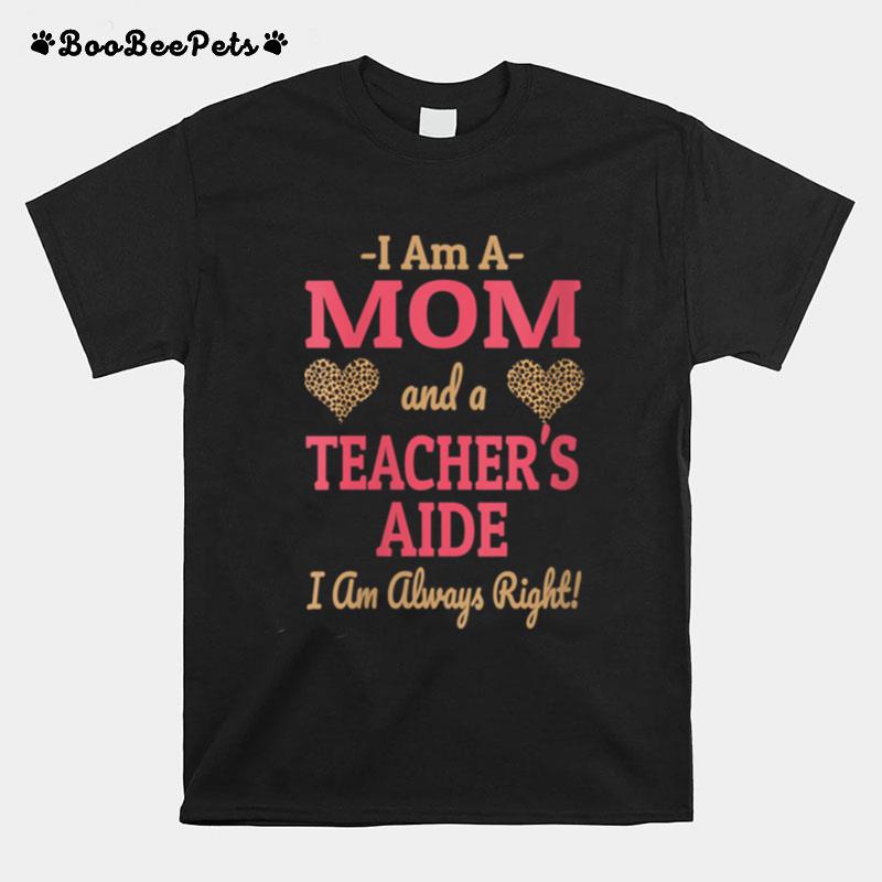 Mom Teachers Aide Leopard Print Hearts T-Shirt