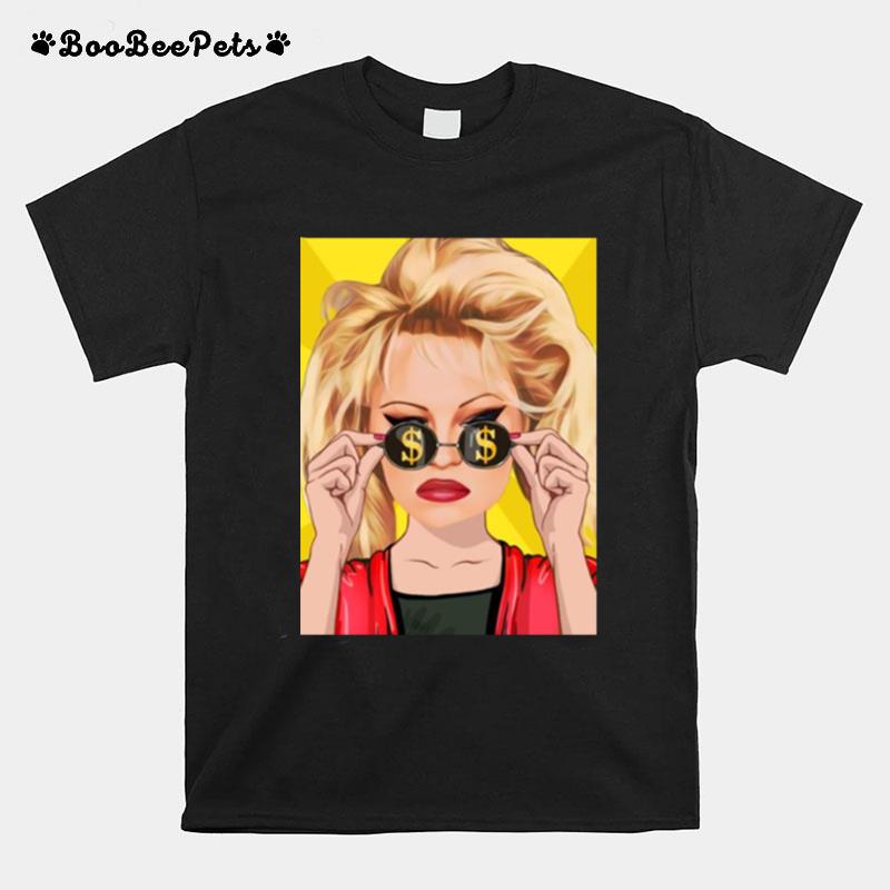 Money Icon Glasses Pamela Anderson T-Shirt