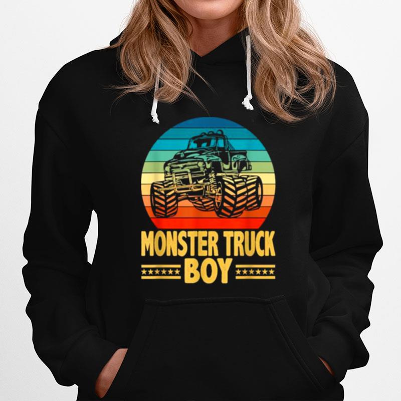 Monster Truck Boy Engines Vintage Sunset Hoodie