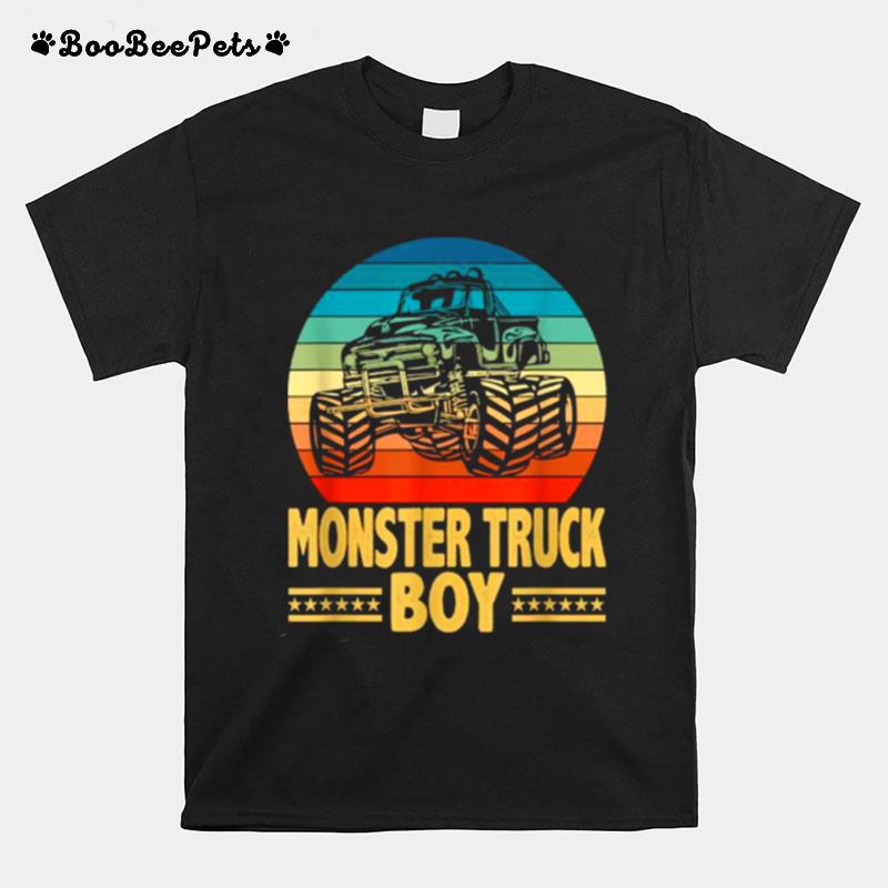 Monster Truck Boy Engines Vintage Sunset T-Shirt