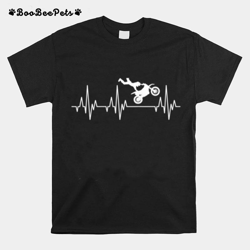 Motocross Dirt Bike Biker Motorcycle Racing Heartbeat T-Shirt