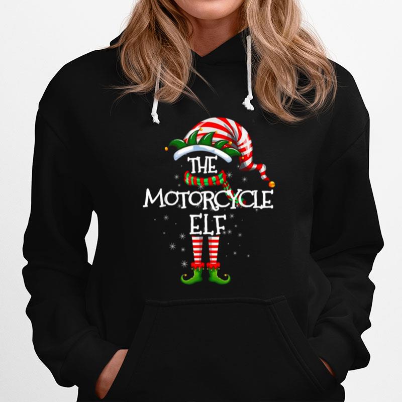 Motorcycle Elf Matching Family Group Christmas Party Pajama Hoodie