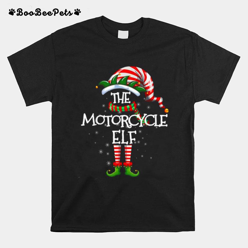 Motorcycle Elf Matching Family Group Christmas Party Pajama T-Shirt