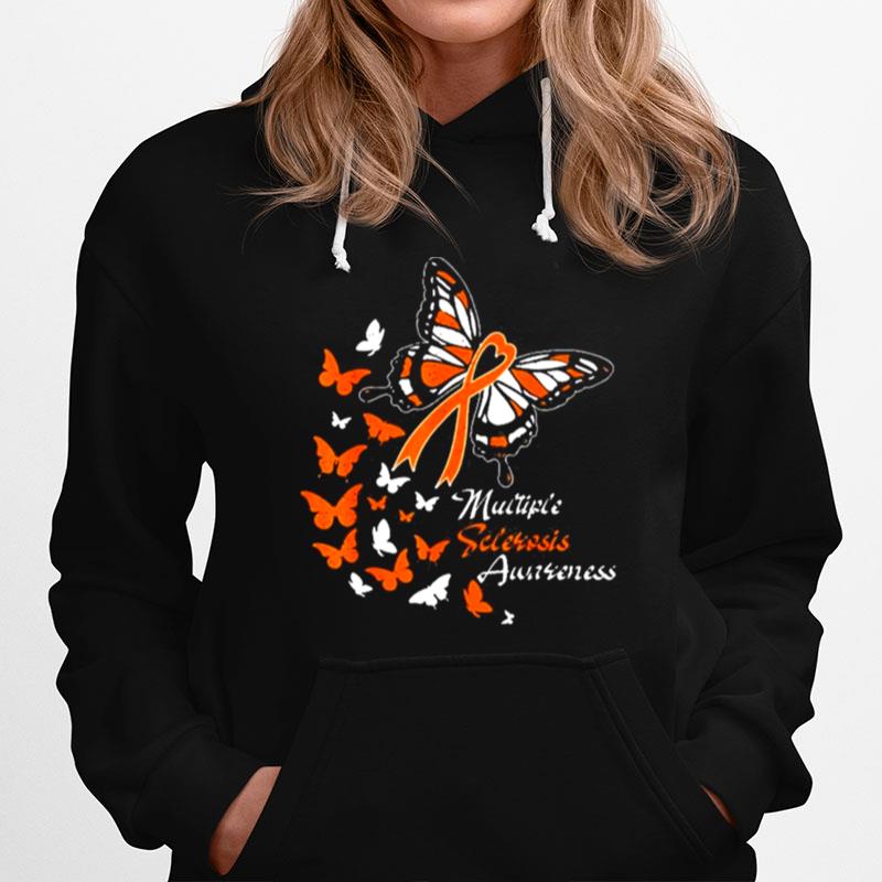 Multiple Sclerosis Awareness Butterflies Orange Ribbon Hoodie