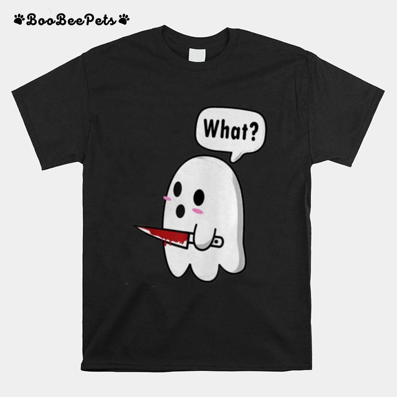 Murderous Kawaii Ghost With Knife Halloween T-Shirt
