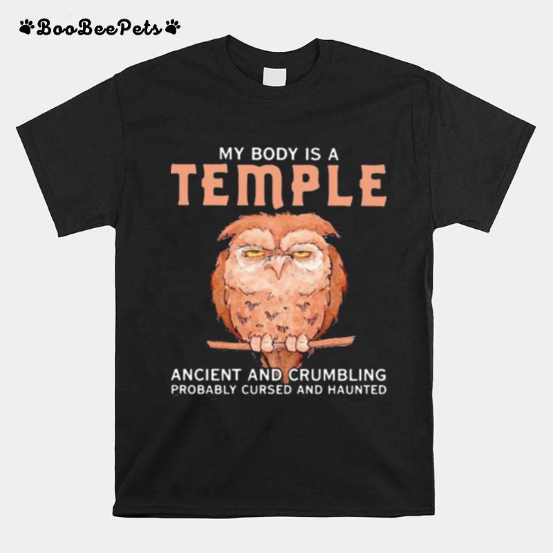 My Body Is A Temple Ancient And Crumbling Probably Cursed And Haunted Owl T-Shirt