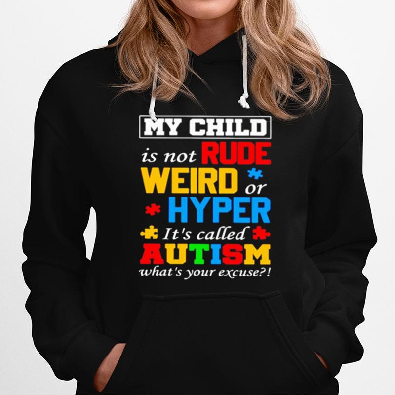 My Child Is Not Rude Weird Or Hyper Its Called Autism Whats Your Excuse Hoodie