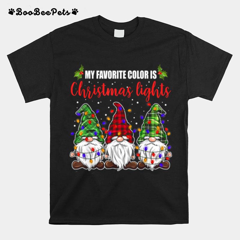 My Favorite Color Is Christmas Lights 3 Gnomes Merry Christmas T-Shirt