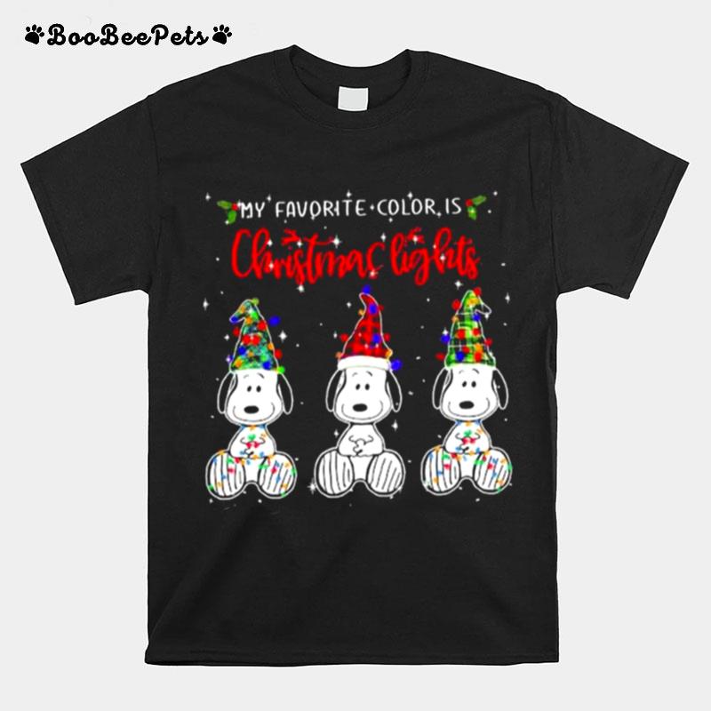 My Favorite Color Is Christmas Lights Snoopys Xmas T-Shirt