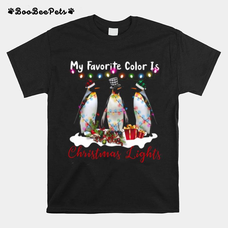 My Favorite Color Is Penguin Christmas Lights T-Shirt