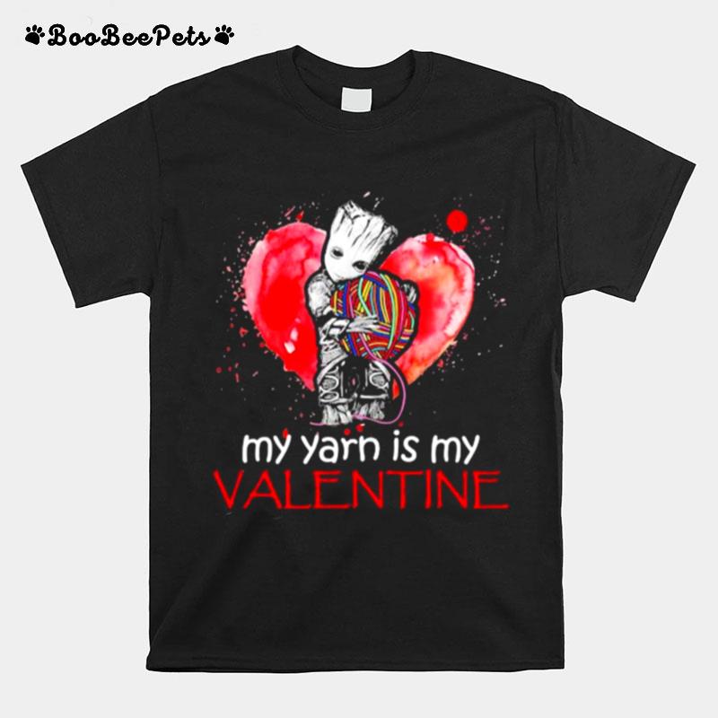 My Yarn Is My Valentine Heart Baby Groot Hug Vrochet Knit T-Shirt