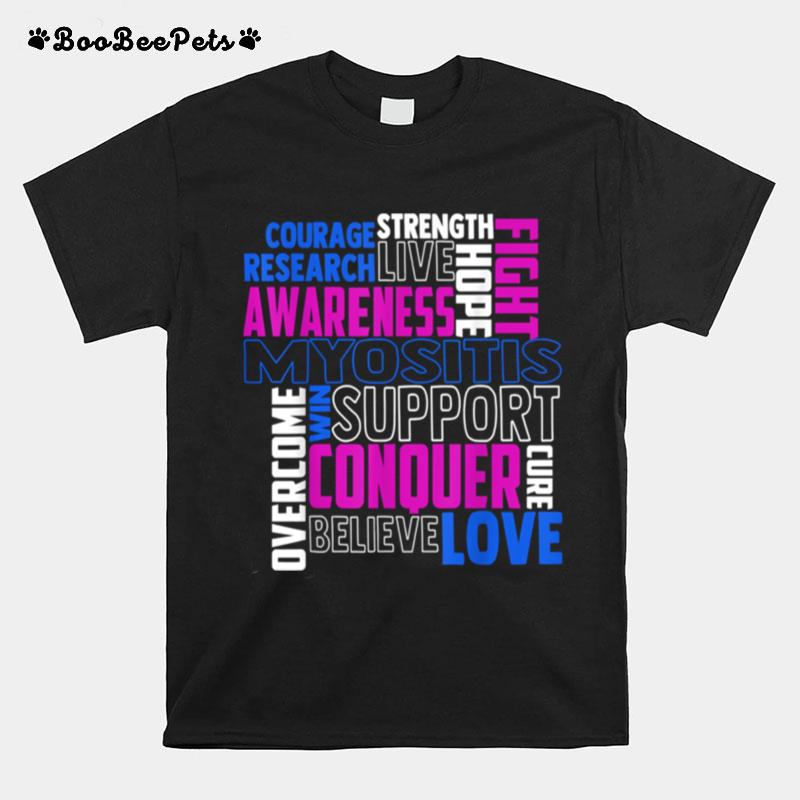 Myositis Awareness Dermatomyositis Related Blue Ribbon T-Shirt