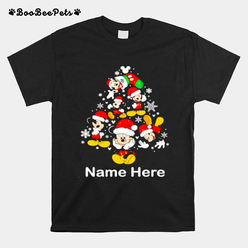 Name Here Christmas Tree Mickey Disney Xmas T-Shirt