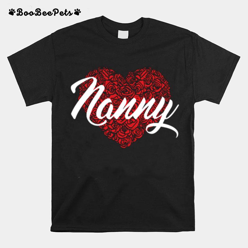 Nanny Mom Love Mommy Heart Mothers Day Floral Pattern T-Shirt