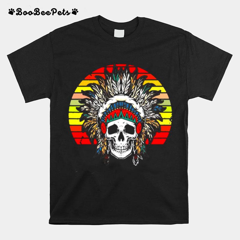 Native American Headdress Skull Native Indian Pride Vintage T-Shirt