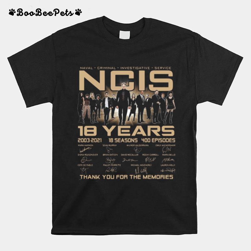 Naval Criminal Ncis 18 Years Signatures Thank You For The Memories T-Shirt