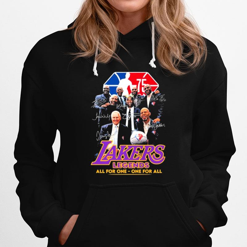 Nba Los Lakers Legend All For One One For All Signatures Hoodie