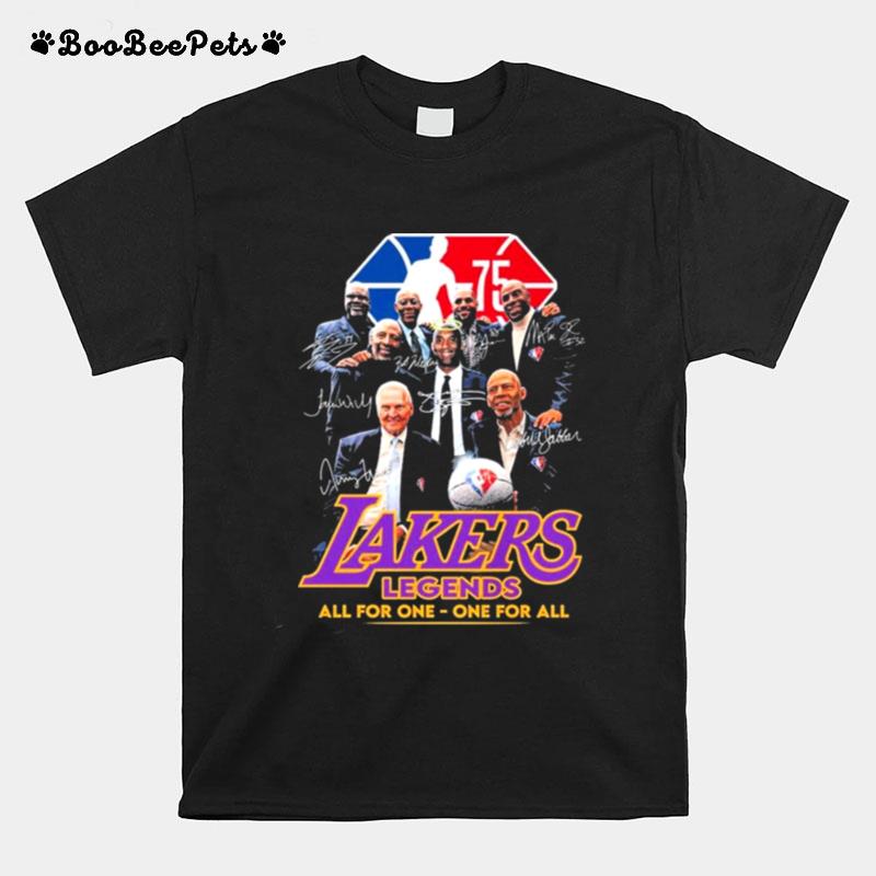 Nba Los Lakers Legend All For One One For All Signatures T-Shirt