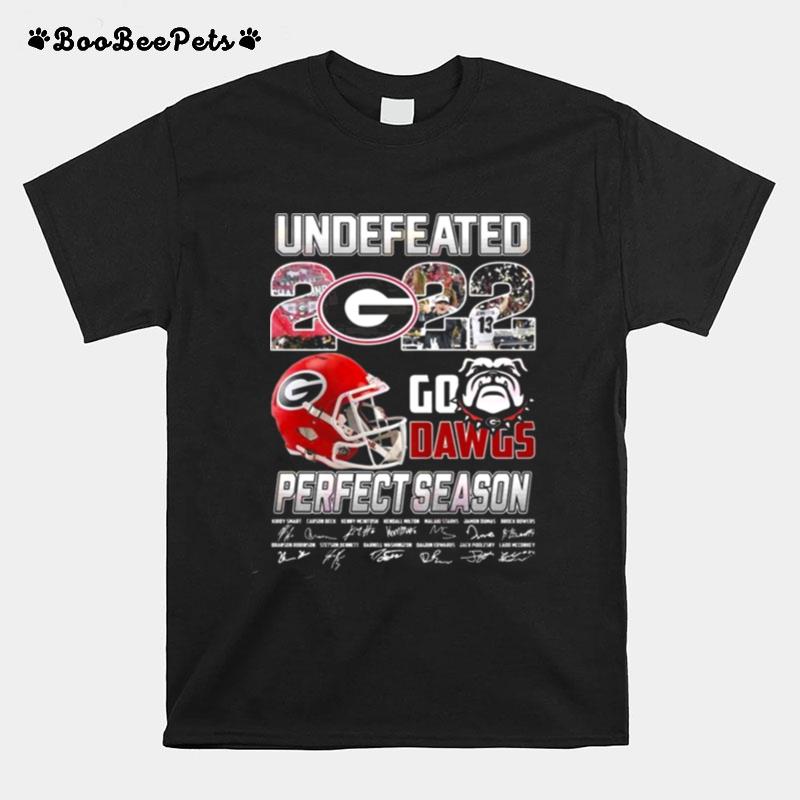 Ncaa Georgia Bulldogs Football Undefeated 2022 Go Dawgs Perfect Season Signatures T-Shirt
