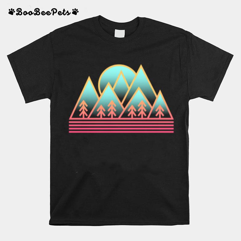 Neon Mountain Moon And Forest Staycation T-Shirt