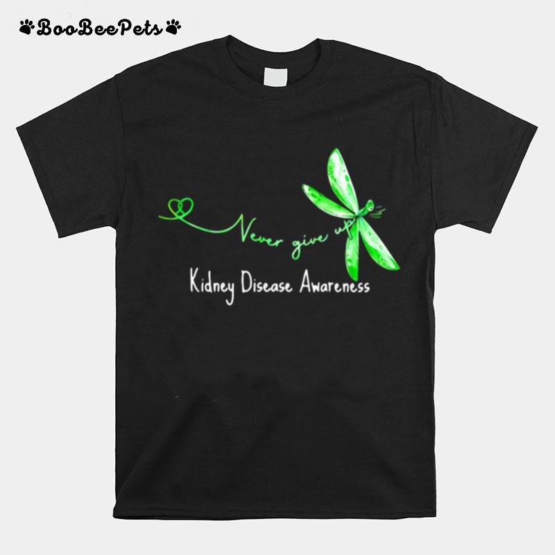 Never Give Up Kidney Disease Awareness Butterfly T-Shirt
