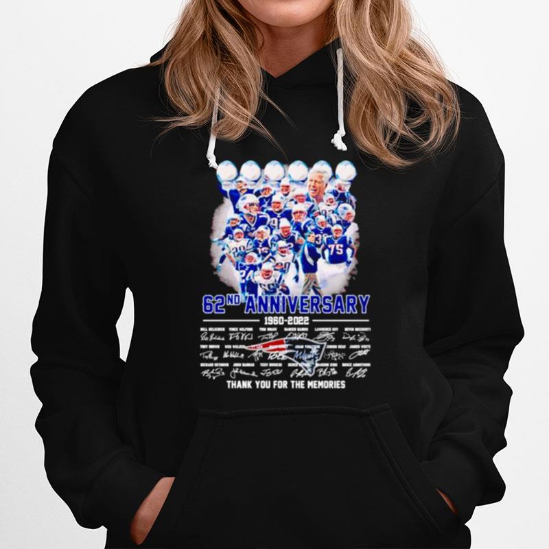 New England Patriots 62Nd Anniversary 1960 2022 Thank You For The Memories Signatures Hoodie