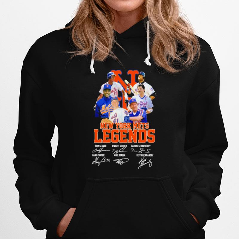 New York Mets Legends Tom Seaver Dwight Gooden Darryl Strawberry Signatures Hoodie