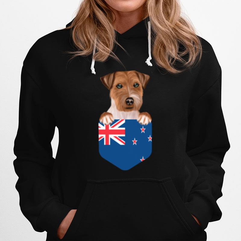 New Zealand Flag Russell Terrier Dog In Pocket Hoodie