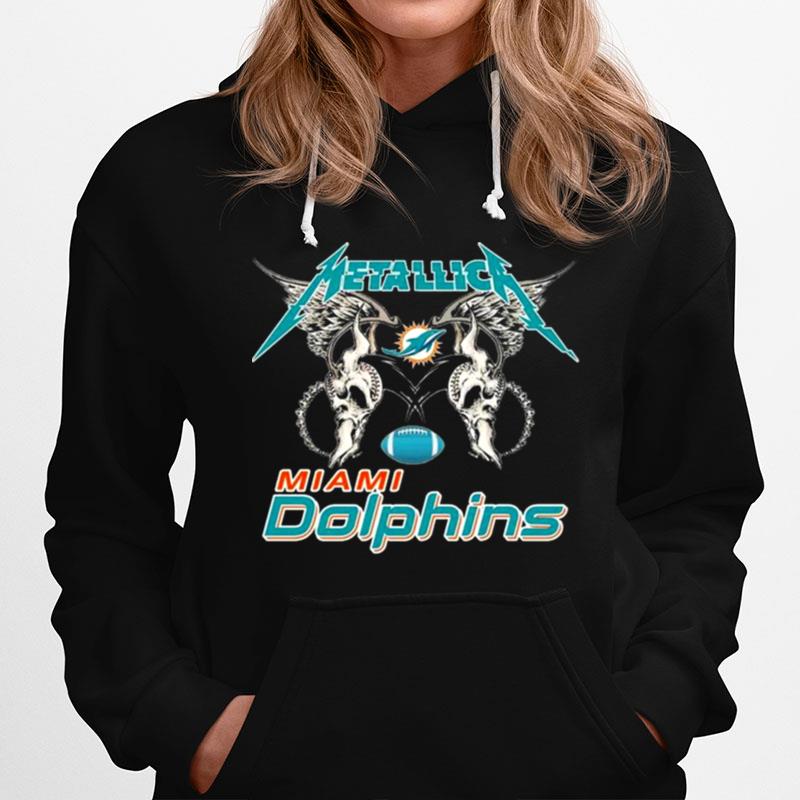 Nfl Miami Dolphins Logo Black Metallica Wings Hoodie