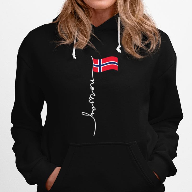 Norway Signature Flag Pole Patriotic Norwegian Flag Hoodie