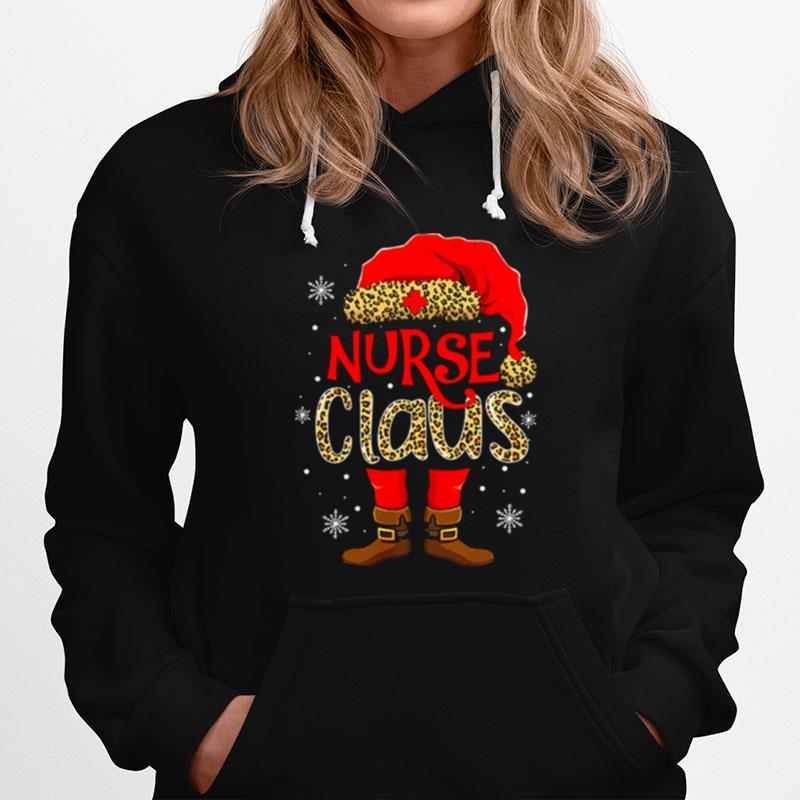 Nurse Claus Leopard Nurse Santa Claus Merry Christmas Hoodie