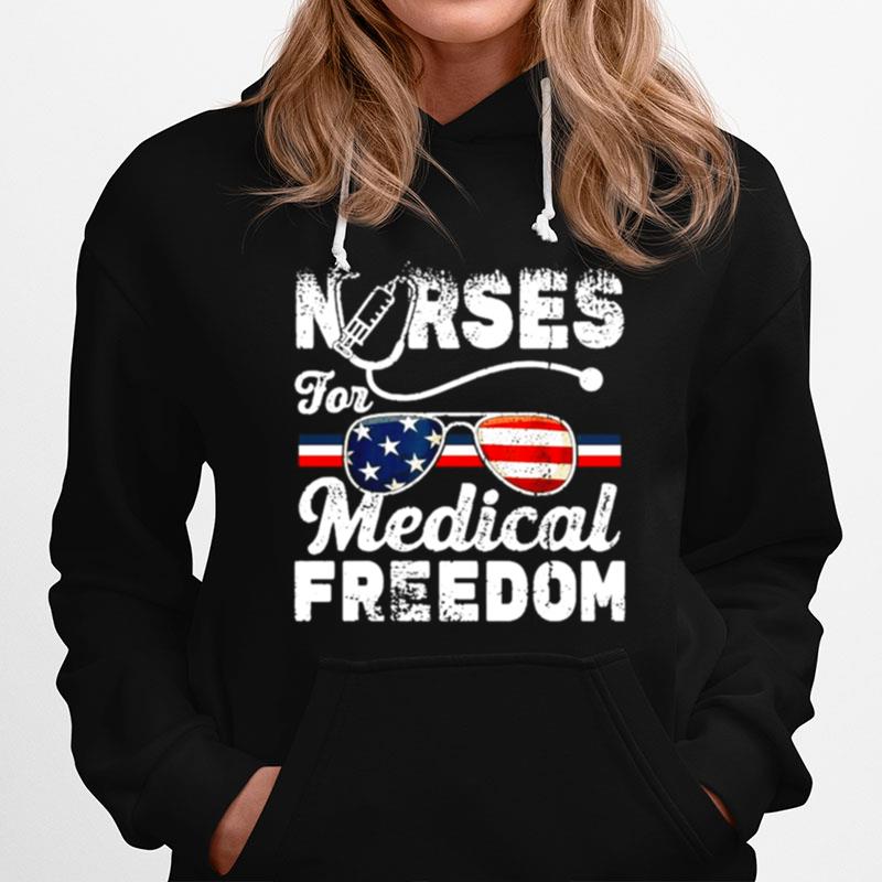 Nurses For Medical Freedom Glasses American Flag Hoodie