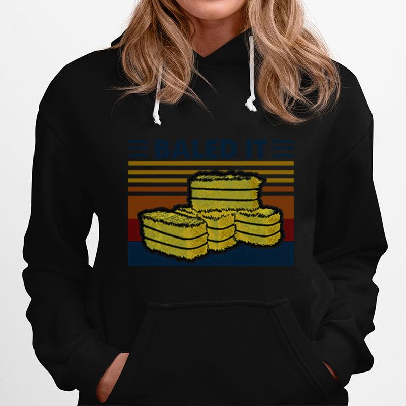 Official Farmer Baled It Vintage Retro Hoodie