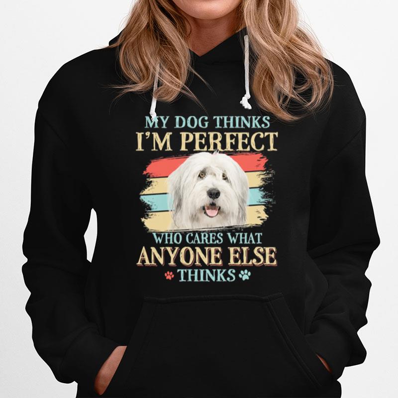 Old English Sheepdog My Dog Thinks Im Perfect Who Cares What Anyone Else Thinks Hoodie