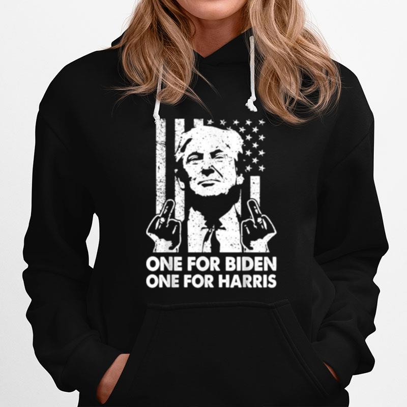 One For Biden One For Harris Trump Middle Finger American Flag Republican Hoodie