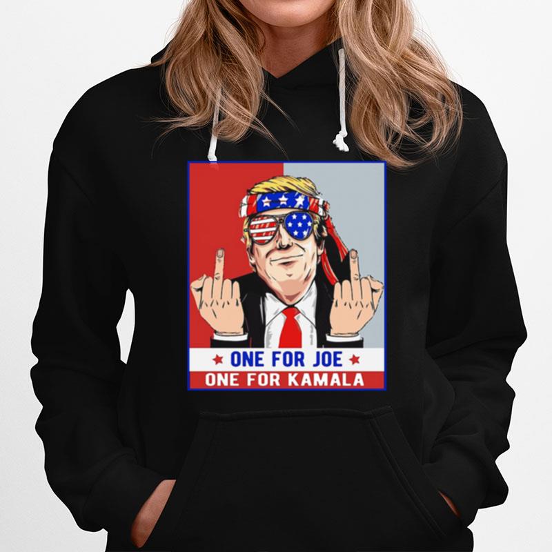 One For Joe One For Kamala Middle Finger Donald Trump American Flag Sun Glasses Hoodie