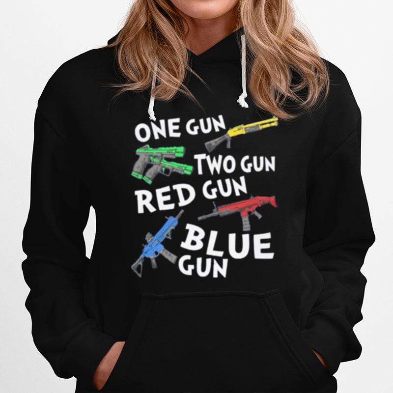 One Gun Two Gun Red Gun Blue Gun Hoodie