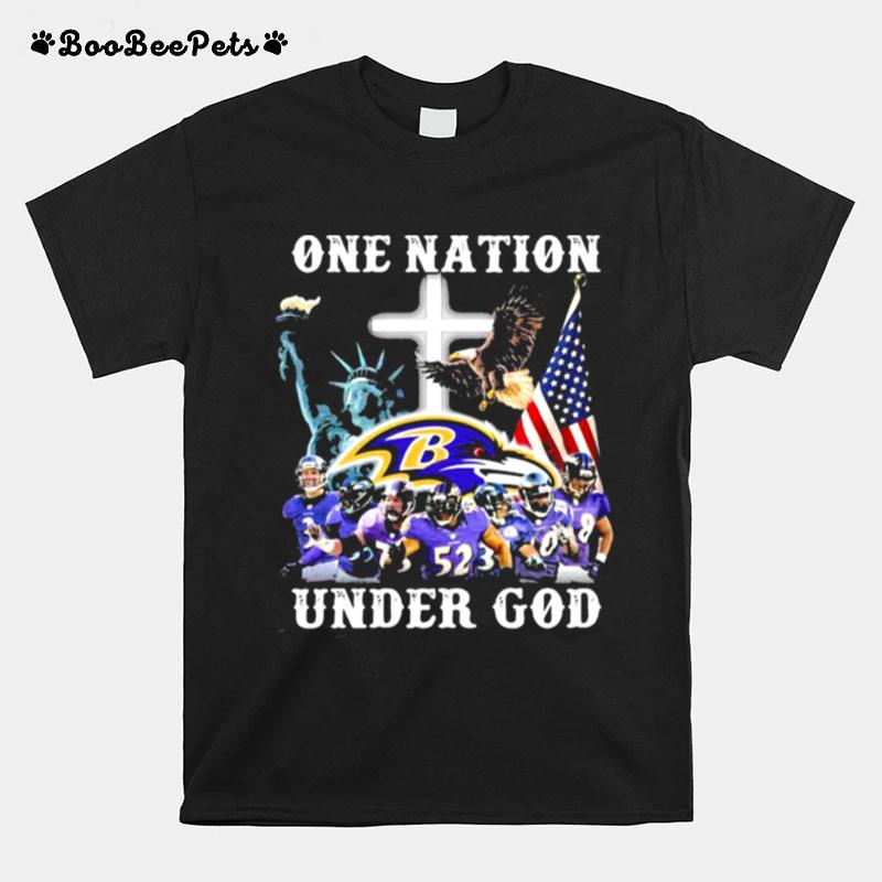 One Nation Under God Baltimore Ravens American Flag T-Shirt