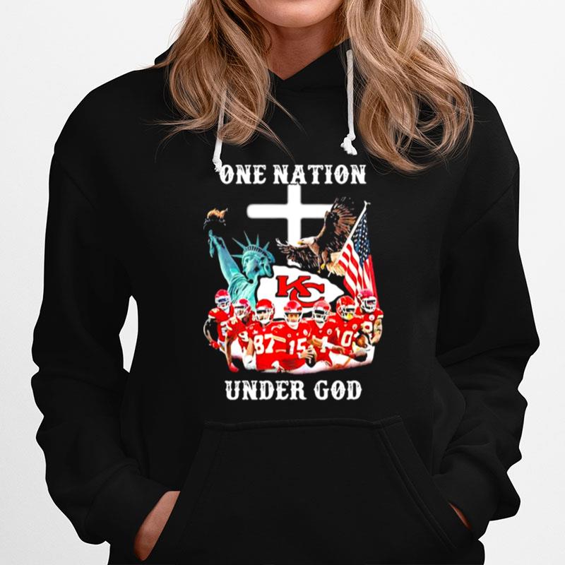 One Nation Under God Chiefs Eagle American Flag Hoodie