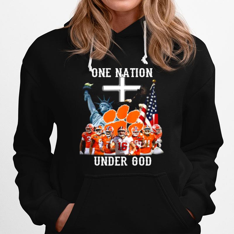 One Nation Under God Clemson Tigers Football American Flag Hoodie