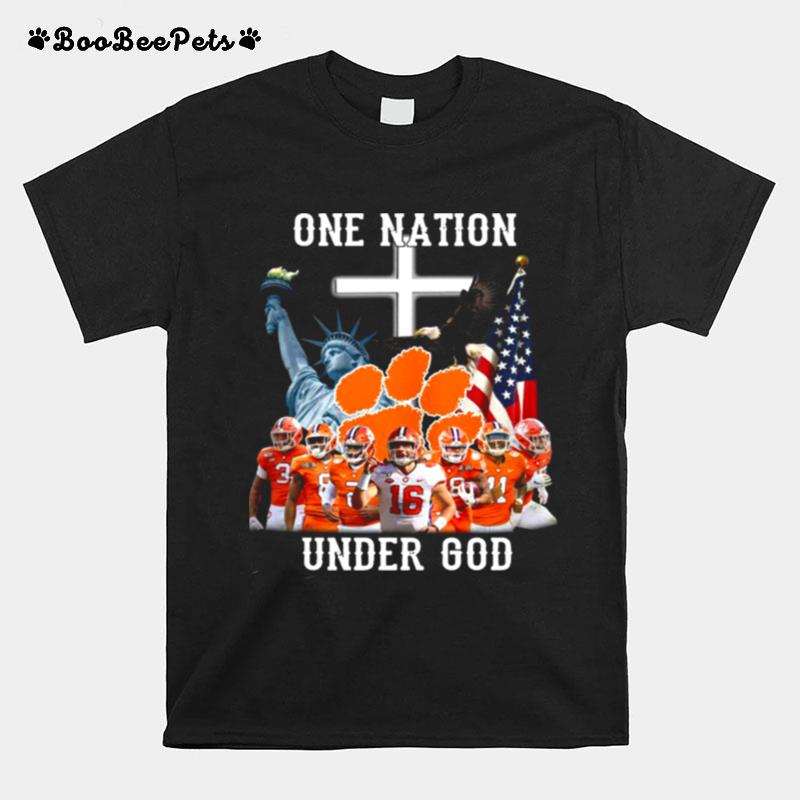 One Nation Under God Clemson Tigers Football American Flag T-Shirt